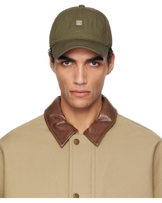 Acne Green Khaki Stud Logo Cap for men