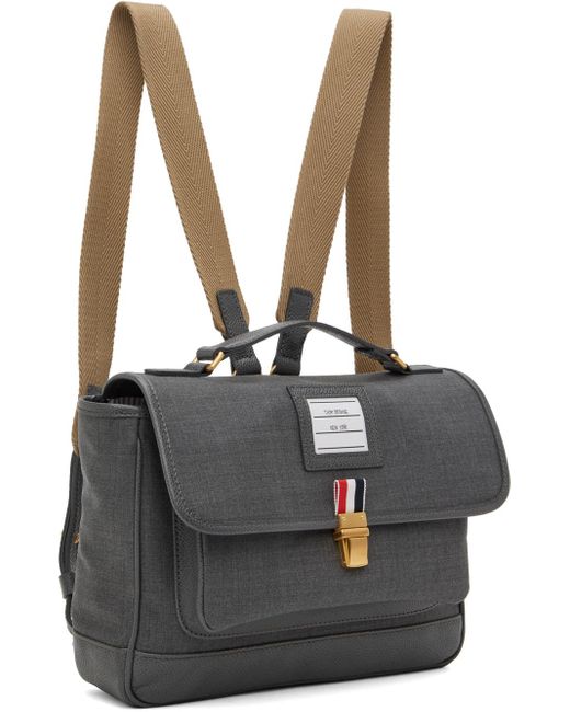 Thom Browne Gray Super 120's School Backpack in Black for Men