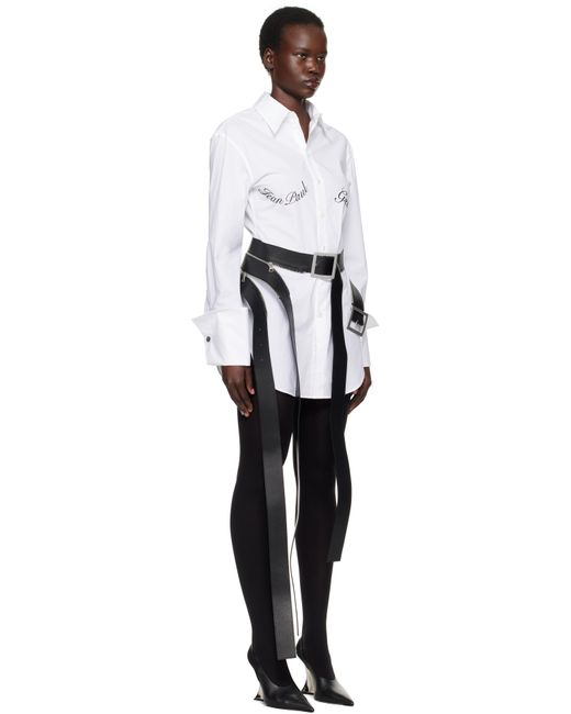 Jean Paul Gaultier ホワイト The Print シャツ Black
