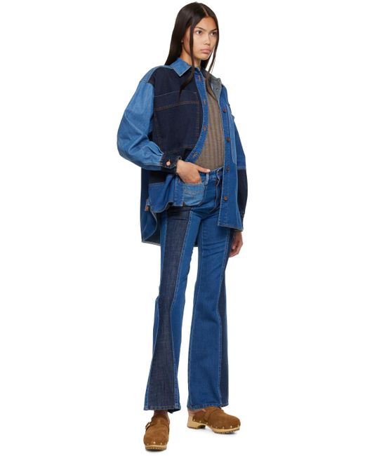See By Chloé ブルー ハイウエスト ストレートジーンズ Blue
