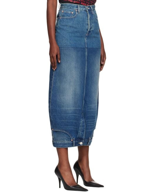 Vetements Blue Double Denim Midi Skirt