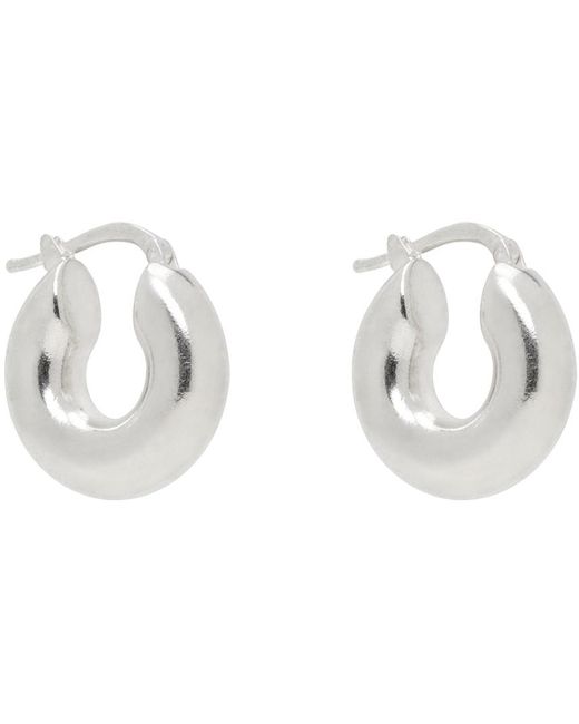 Jil Sander White Silver Chunky Hoop Earrings