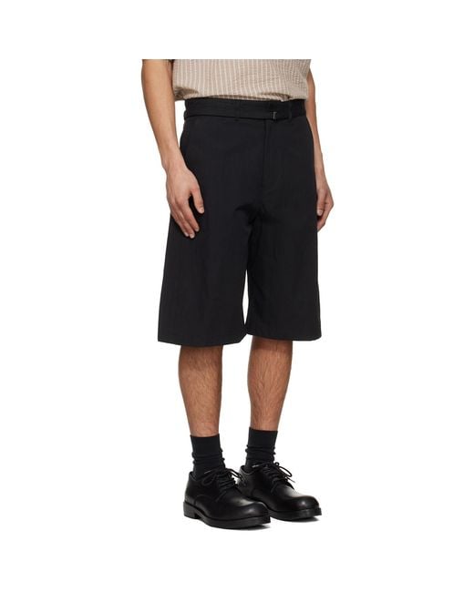 LE17SEPTEMBRE Black Belted Curved Shorts for men