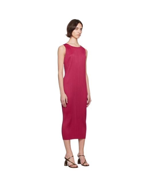 Pleats Please Issey Miyake Red June New Colorful Basics 4 Maxi Dress