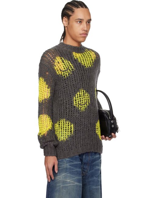 Acne Black Embroidered Mohair Sweater for men