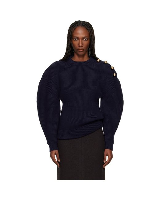 Lanvin Blue Wool Ribbed Sweater