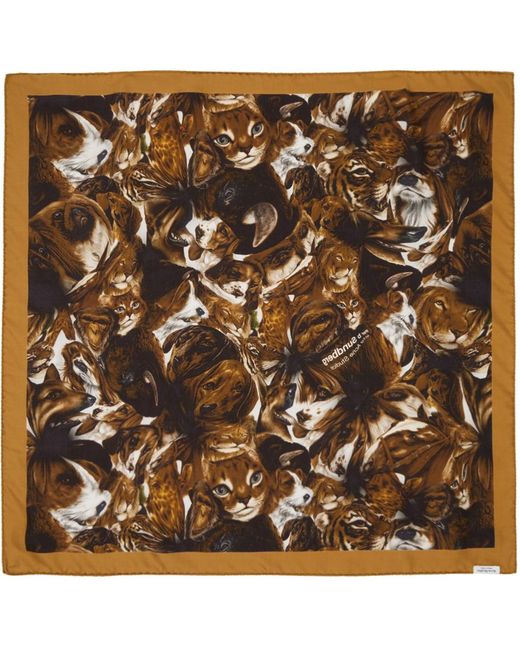 Foulard brun en soie à motif graphique et logo imprimés édition per b sundberg Acne pour homme en coloris Metallic