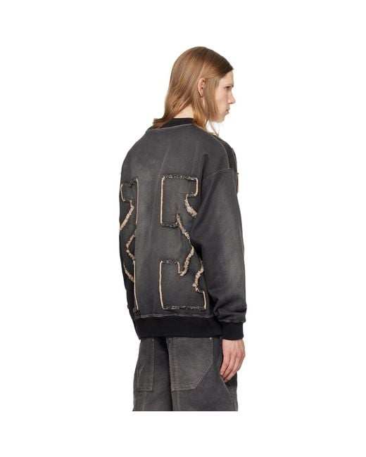 Off-White c/o Virgil Abloh Gray Distress Arr Skate Crewneck Highlighted Sweatshirt for men