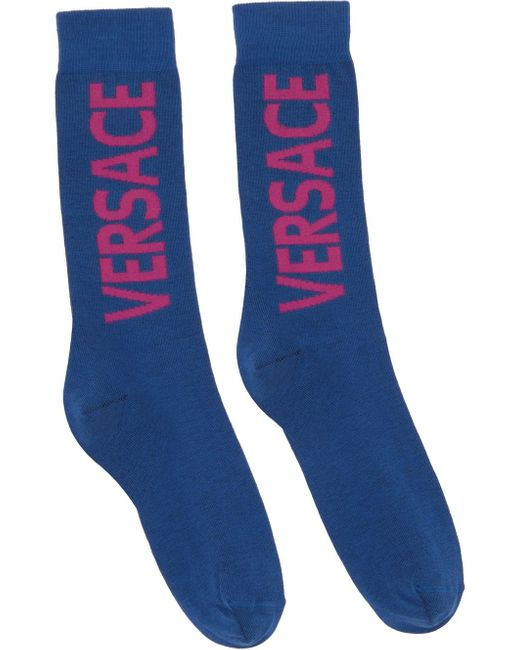 Versace Blue Logo Socks for men