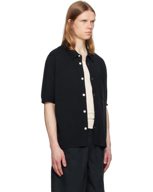 Norse Projects Black Rollo Cotton Linen S/S Shirt for men