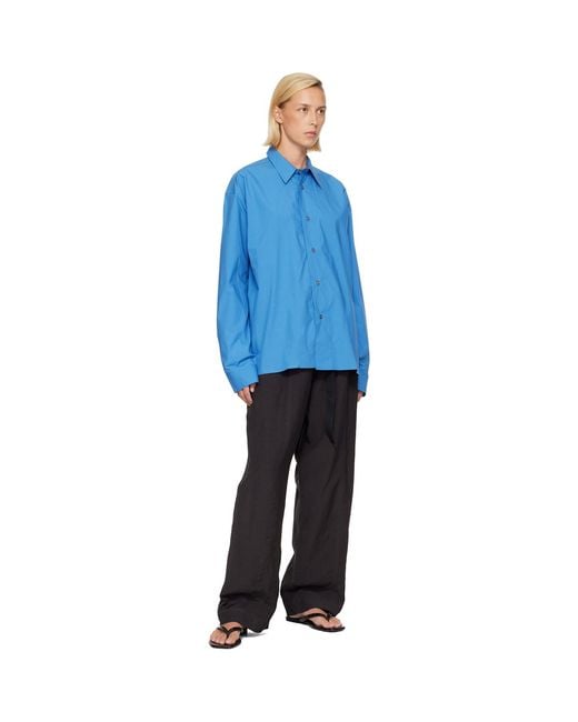 Studio Nicholson Blue Calvo Belted Trousers