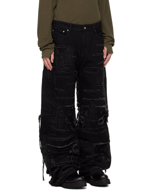 Who Decides War Black Ultra Flare Windowed Jeans for men