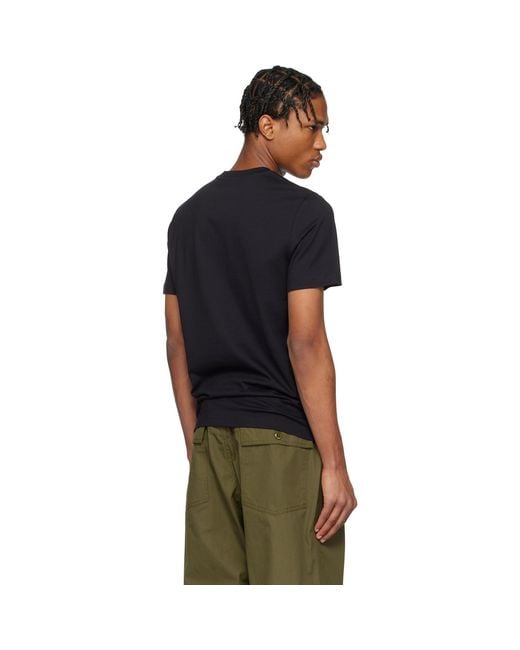 Moncler Black Embroidered Logo Cotton T-Shirt for men