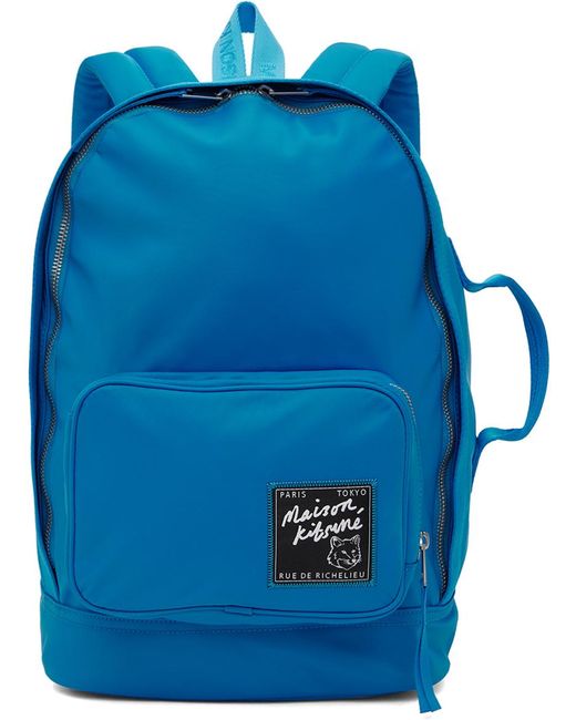 Maison Kitsuné Blue 'the Traveller' Backpack for men