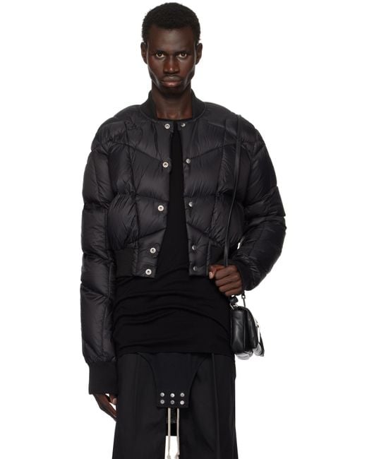 Rick Owens Porterville Cropped Flight Down Bomber Jacket in Black