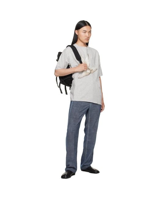 Maison Margiela Gray Creased Bird T-Shirt for men
