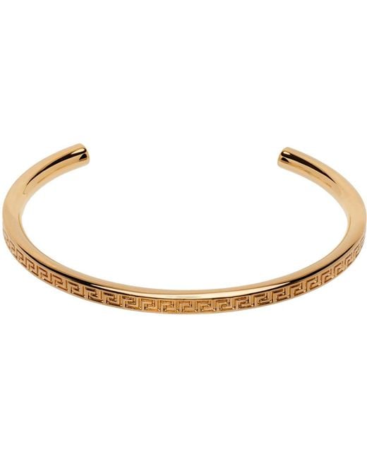 Versace Black Gold Greek Key Cuff Bracelet for men