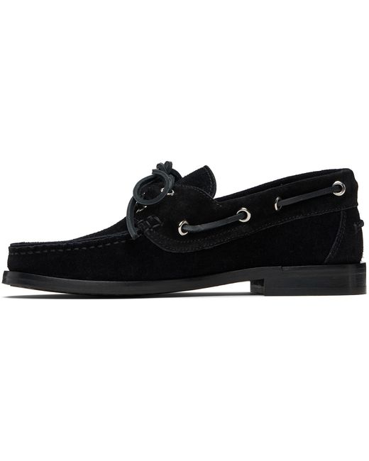 Aeyde Black Harris Suede Boat Shoes