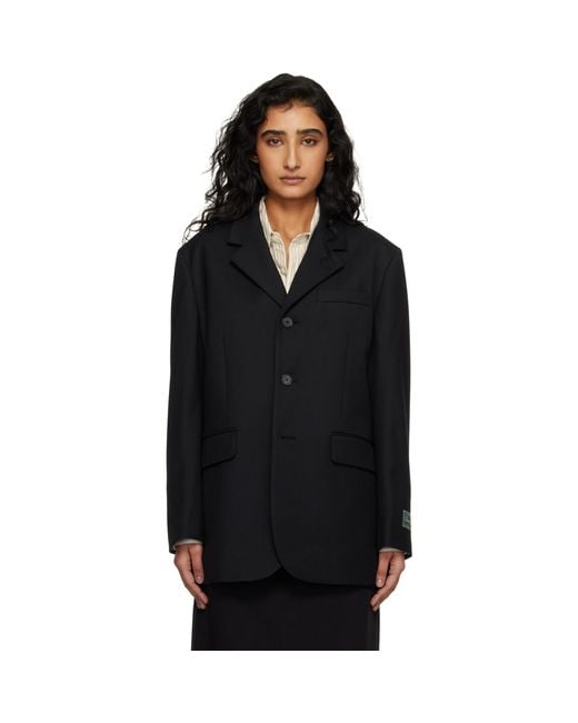 DUNST Black 3 Button Wool Blazer