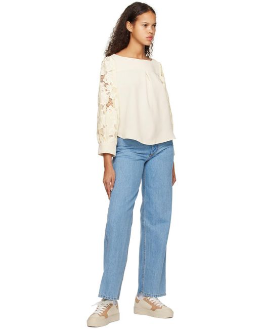 See By Chloé Blue Off-white Embroidered Blouse