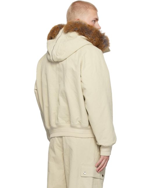 Burberry Natural Faux-Fur Trim Cotton Bomber Jacket for men