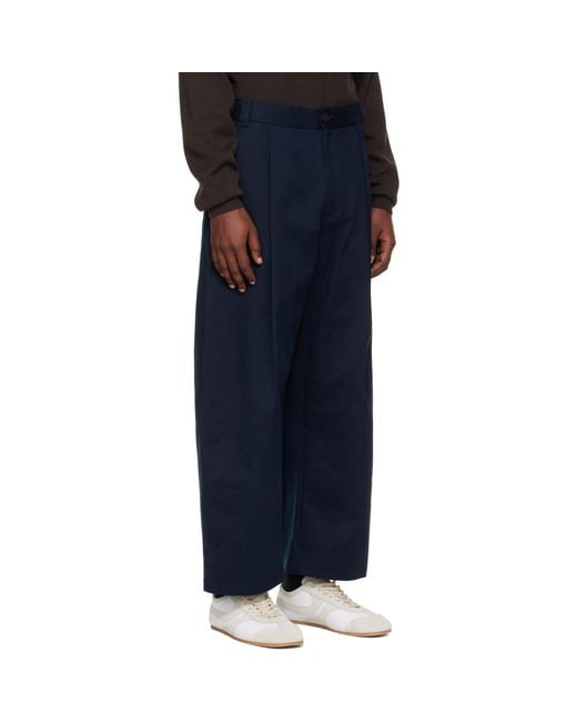 Studio Nicholson Blue Sorte Trousers for men