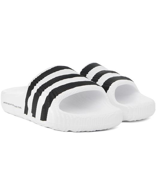 Sandales à enfiler adilette 22 blanc et noir Adidas Originals pour homme en coloris White