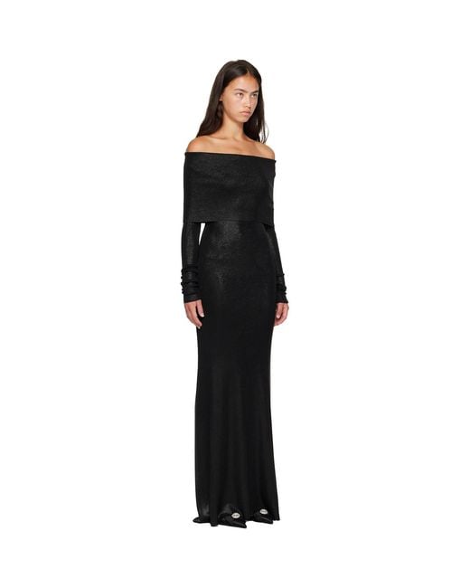 Balenciaga Black Off-Shoulder Maxi Dress
