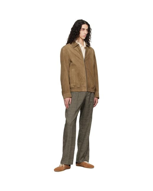 Boss Multicolor Tan Soft Suede Bomber Jacket for men