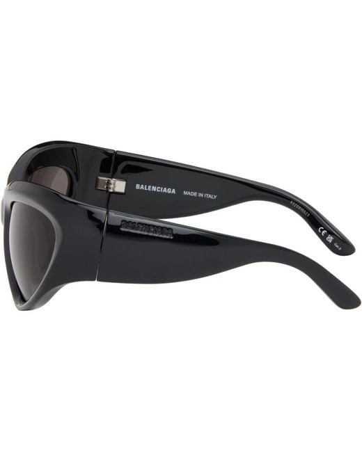 Balenciaga Black Wrap D-frame Sunglasses