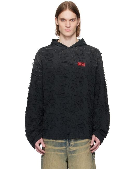 メンズ DIESEL ブラック T-Crane-Ls-Hood フーディ Black