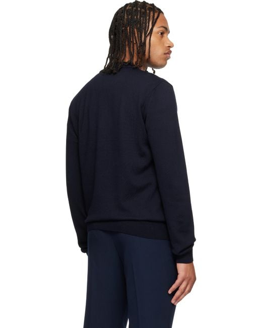 Balmain Black Stamp Merino Wool Sweater for men