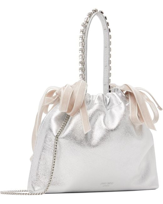 Jimmy Choo White Drawstring Mini Top Handle Bag