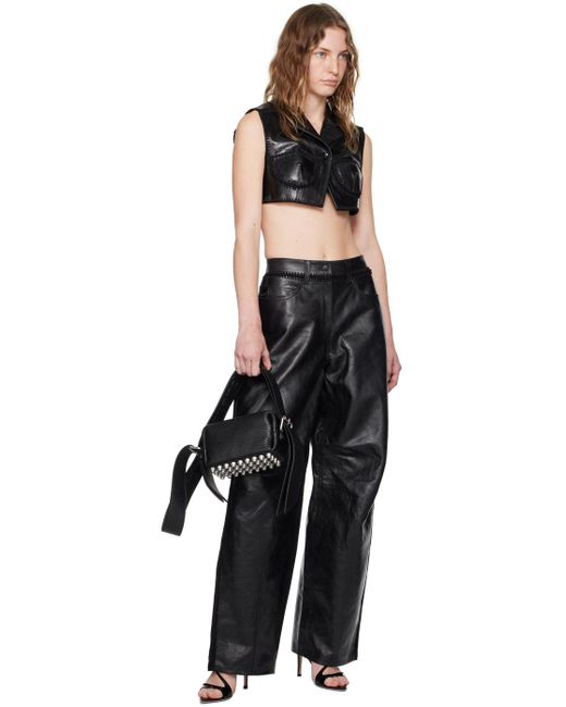 Alexander Wang Black Low-Rise Leather Pants