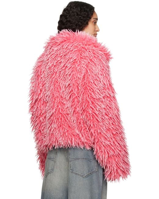 ERL Red Varsity Faux-fur Jacket