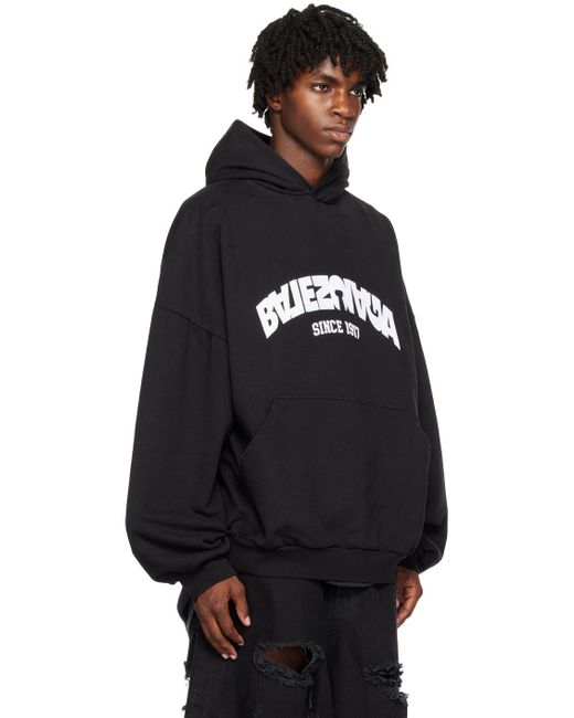 Balenciaga Back Flip Round Hoodie in Black for Men Lyst