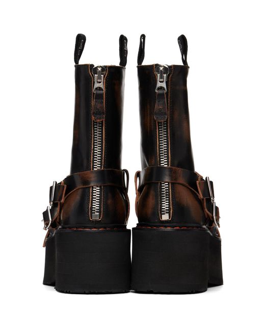 R13 Black Strapped Double Stack Boots