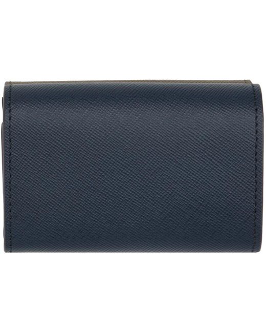 Marni Green Khaki & Navy Saffiano Leather Trifold Wallet for men