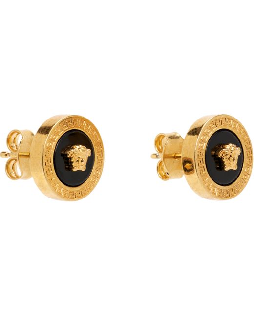 Clous D'Oreilles À Logo Medusa Et À Ornement Émaillé Versace pour homme en coloris Black