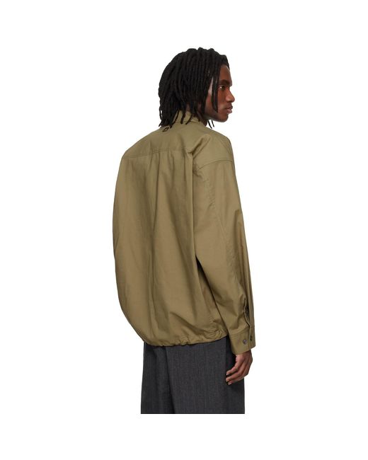 Wooyoungmi Green Khaki Cotton Patch Shirt for men