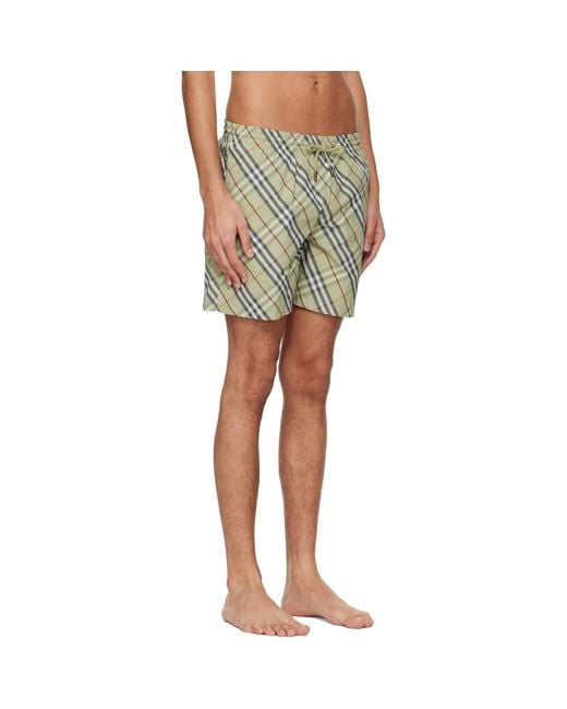 Burberry Green Check Swim Shorts for men