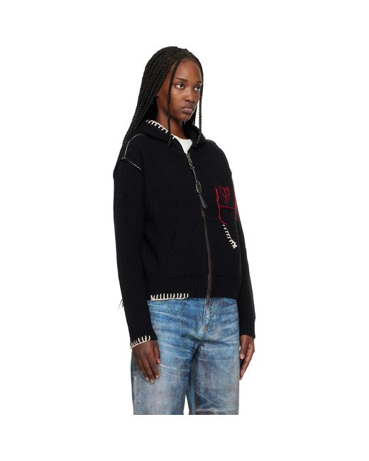 ANDERSSON BELL Black Heart Logo Zip-Up Hoodie