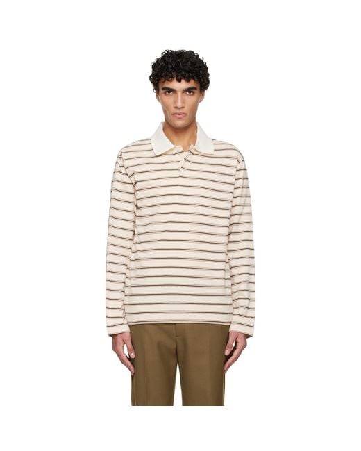 A.P.C. Multicolor Off- Long-Sleeve Striped Polo for men