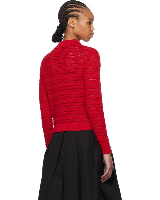 DUNST レッド オープンカラー カーディガン Red