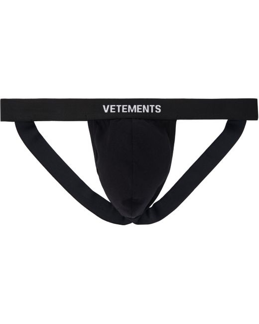 Vetements Black Logo Jock Strap for men