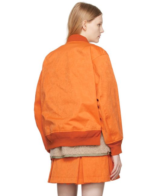 Sacai Orange Layered Faux-suede Bomber Jacket