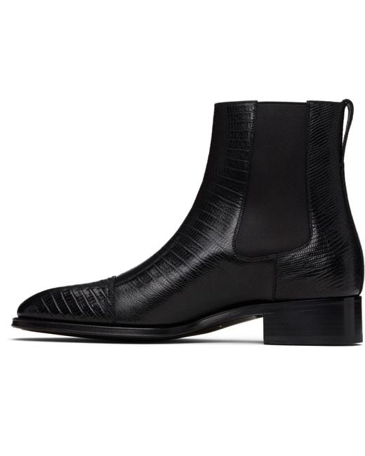Tom Ford Black Printed Tejus Chelsea Boots for men