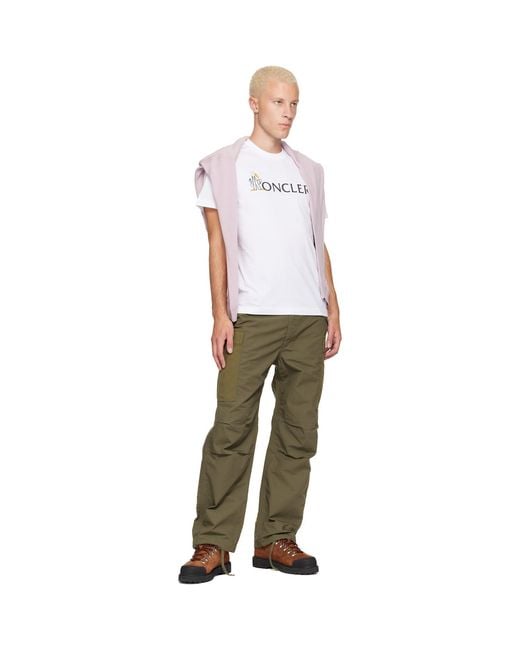 Moncler White Logo Cotton T-Shirt for men