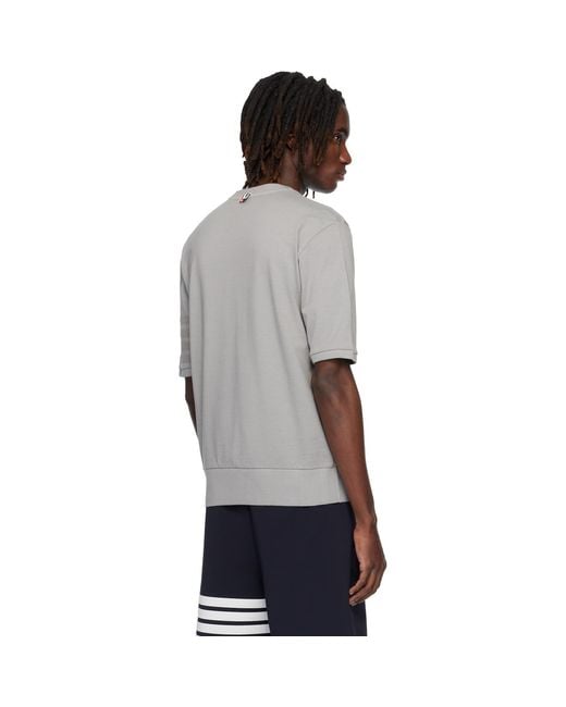 Thom Browne Black Thom E Cotton Jersey 4-bar T-shirt for men