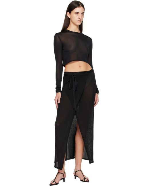 Frankie Shop Black Alsen Thin Knit Wrap Maxi Skirt